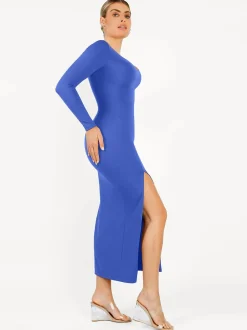 Shapewear Long Sleeve V-Neck Low Back Slimming Maxi Dress