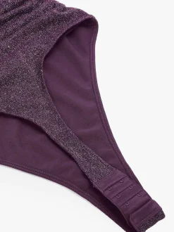 Shapewear Metallic Knit Long Sleeve Slimming Bodysuit