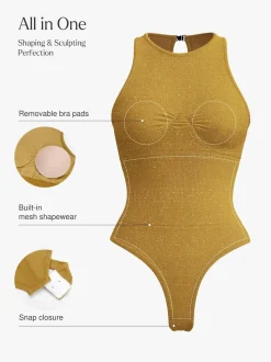 Shapewear Metallic Seamless Tummy-Control Bodysuit