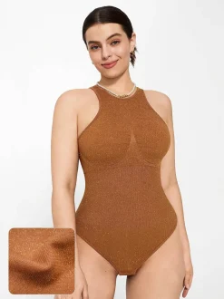 Shapewear Metallic Seamless Tummy-Control Bodysuit