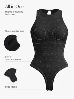 Shapewear Metallic Seamless Tummy-Control Bodysuit
