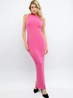 Shapewear Modal Cutaway Mock Neck Slimming Maxi Dress