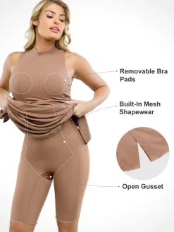Shapewear Modal Cutaway Mock Neck Slimming Maxi Dress