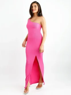 Shapewear Modal One Shoulder Front Slit Slimming Maxi Dress