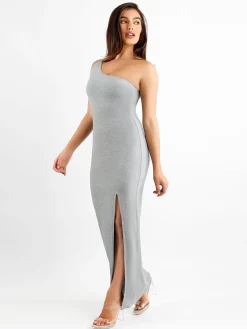 Shapewear Modal One Shoulder Front Slit Slimming Maxi Dress
