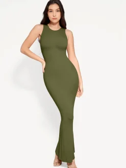 Shapewear Modal Sleeveless Crew Neck Slimming Maxi Dress