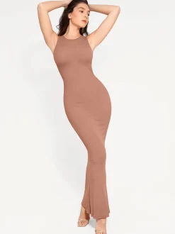 Shapewear Modal Sleeveless Crew Neck Slimming Maxi Dress