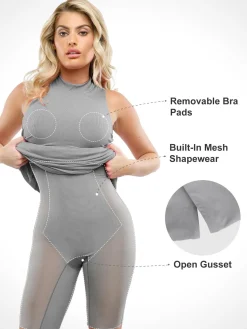 Shapewear Modal Sleeveless Mock Neck Slimming Maxi Dress