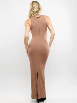 Shapewear Modal Sleeveless Mock Neck Slimming Maxi Dress