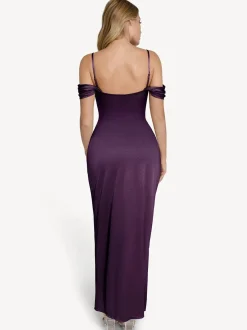 Shapewear Off Shoulder Shine Ruched Sculpting Maxi Dress
