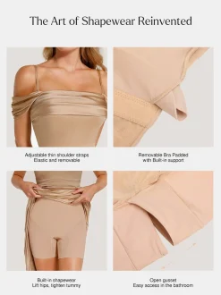 Shapewear Off Shoulder Shine Ruched Sculpting Maxi Dress