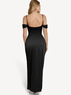 Shapewear Off Shoulder Shine Ruched Sculpting Maxi Dress