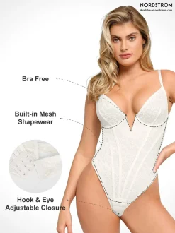 Shapewear Plunging V-Neck Lace Hourglass Corset Bodysuit