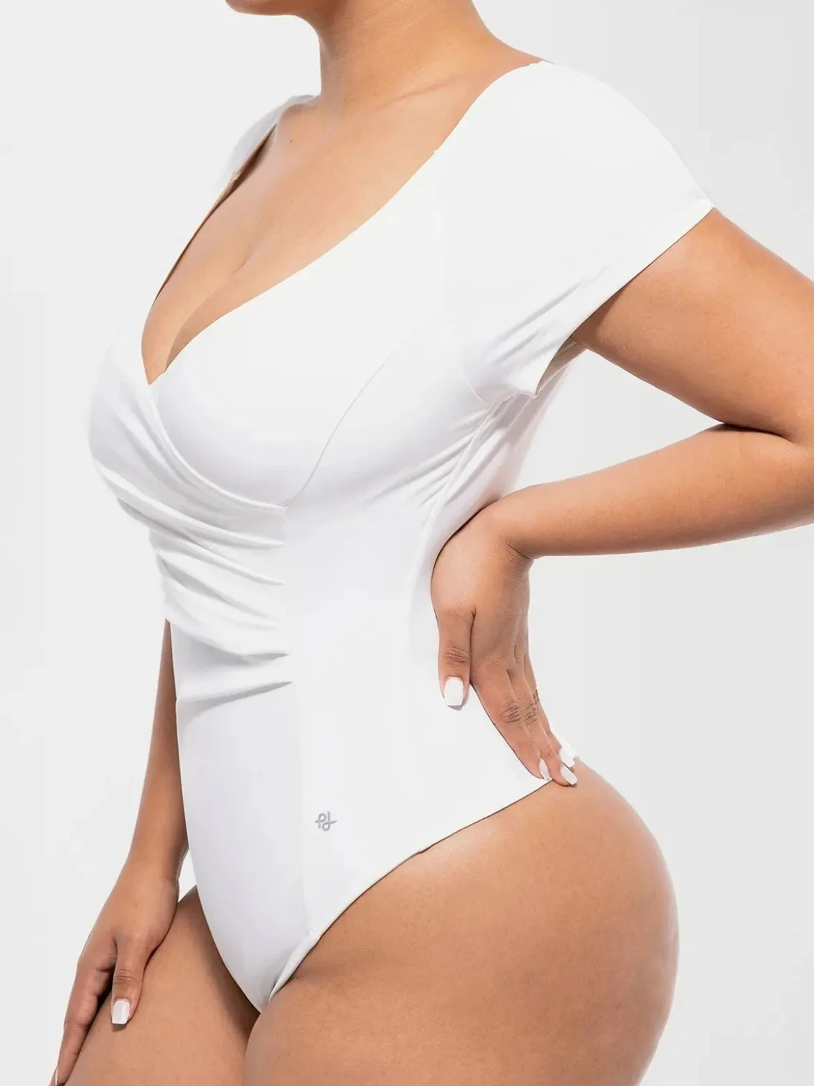 Shapewear Portrait Neckline Draped Sculpting Bodysuit