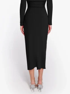 Shapewear Rib Modal Built In Sculpting Midi Wrap Skirt