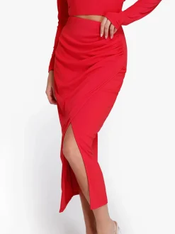 Shapewear Rib Modal Off-the-Shoulder Top Sculpting Skirt Set