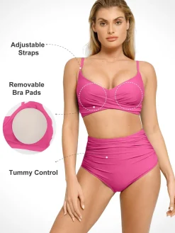 Shapewear Ruched High-Waist Sculpting Bikini Bottom