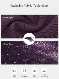 Shapewear Ruched Metallic Knit Square Neck Slimming Bodysuit