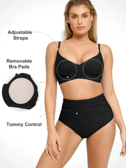 Shapewear Ruched Sculpting Bikini Top and Bottom Set