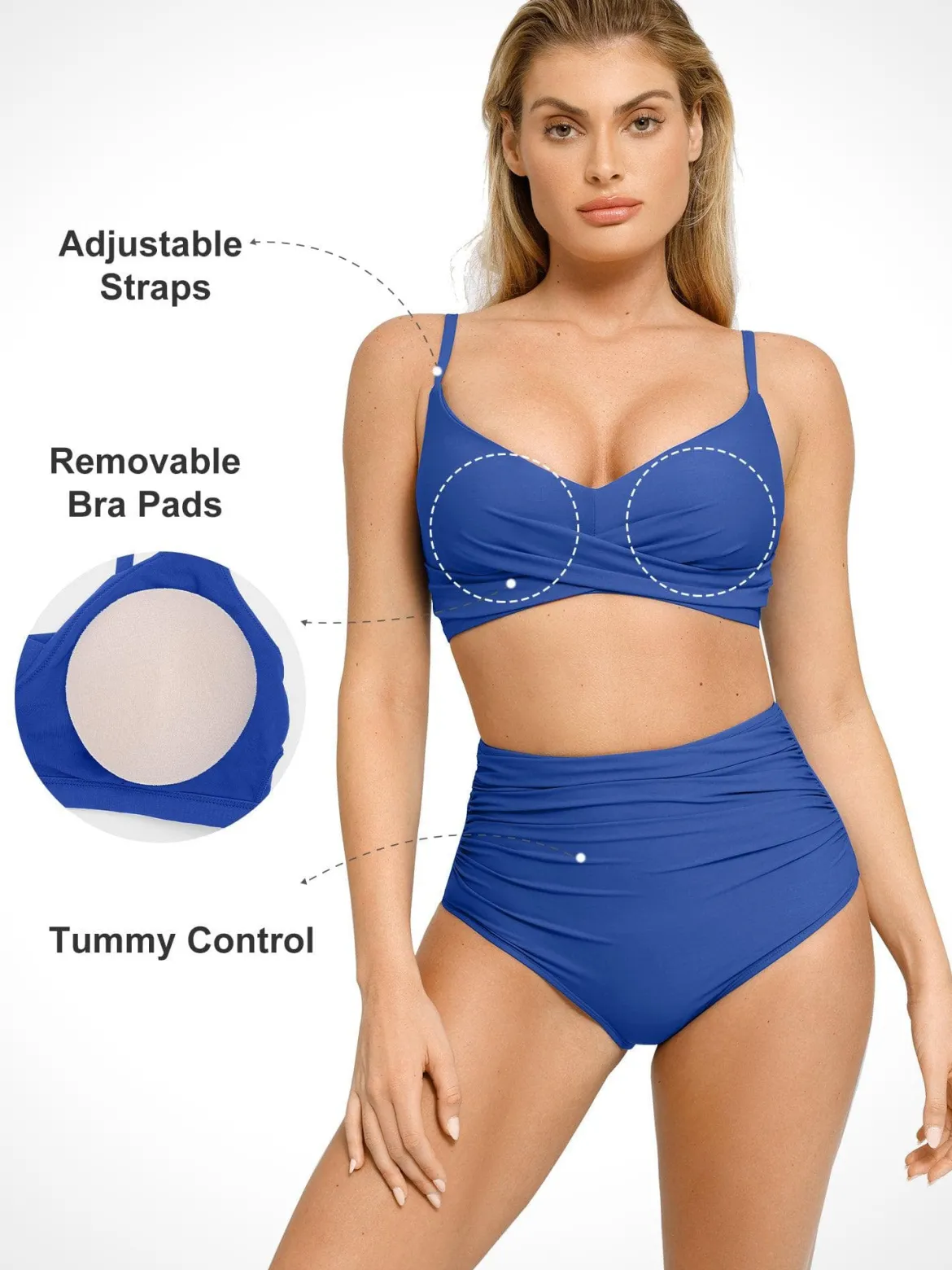 Shapewear Ruched Sculpting Bikini Top and Bottom Set