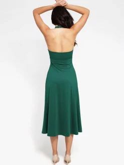 Shapewear Sculpting Backless Halter A-Line Midi Dress