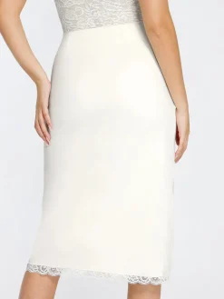 Shapewear Sculpting Lace Trim Bodysuit Midi Wrap Skirt Set