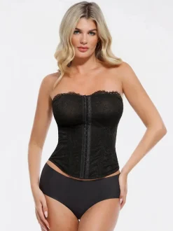 Shapewear Sculpting Leopard Mesh Detachable Strap Corset Top