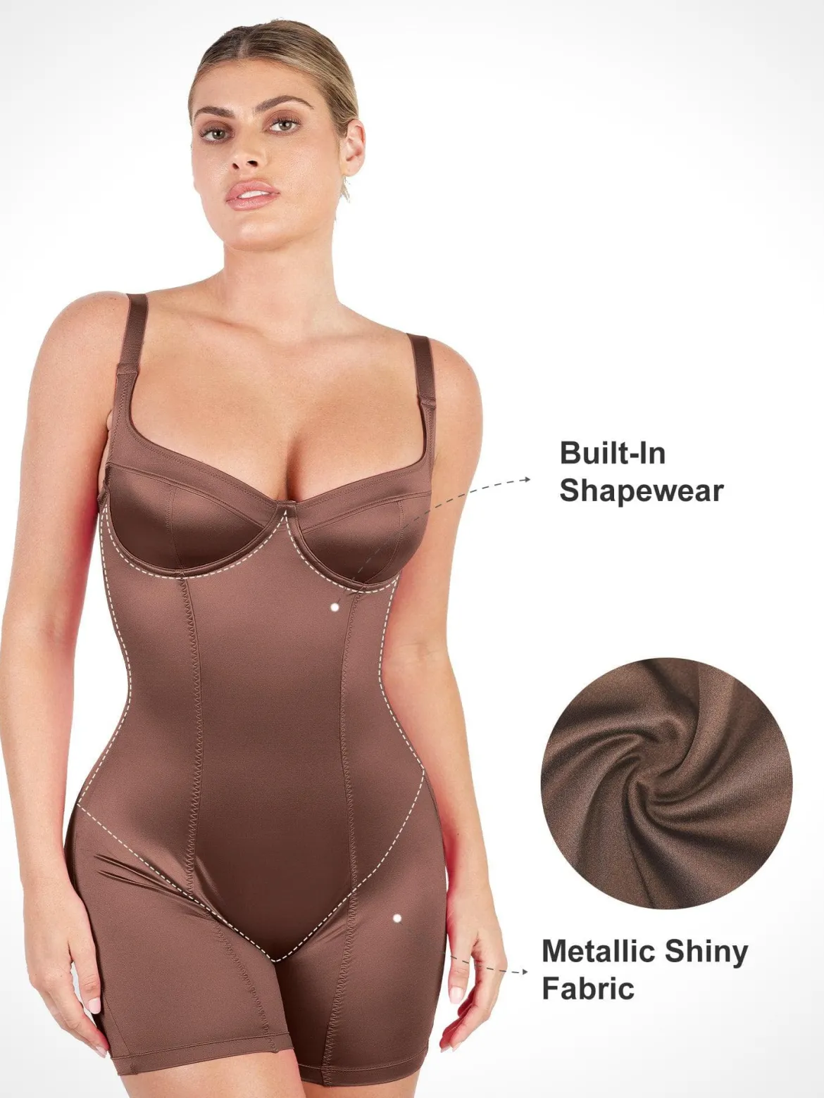 Shapewear Sculpting Shine Mid-Thigh Corset Romper