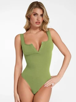Shapewear Seamless Modal Henley Tank Bodysuit