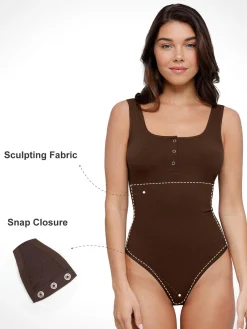 Shapewear Seamless Modal Henley Tank Bodysuit