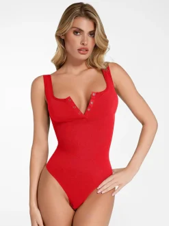 Shapewear Seamless Modal Henley Tank Bodysuit