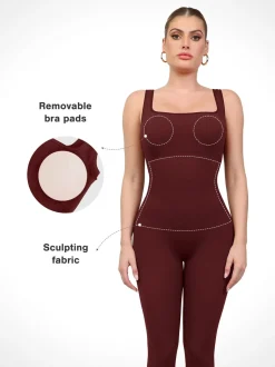 Shapewear Seamless Square Neck Tank Workout Jumpsuit