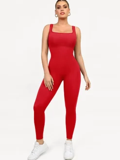 Shapewear Seamless Square Neck Tank Workout Jumpsuit