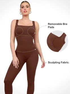 Shapewear Seamless Square Neck Tank Workout Jumpsuit