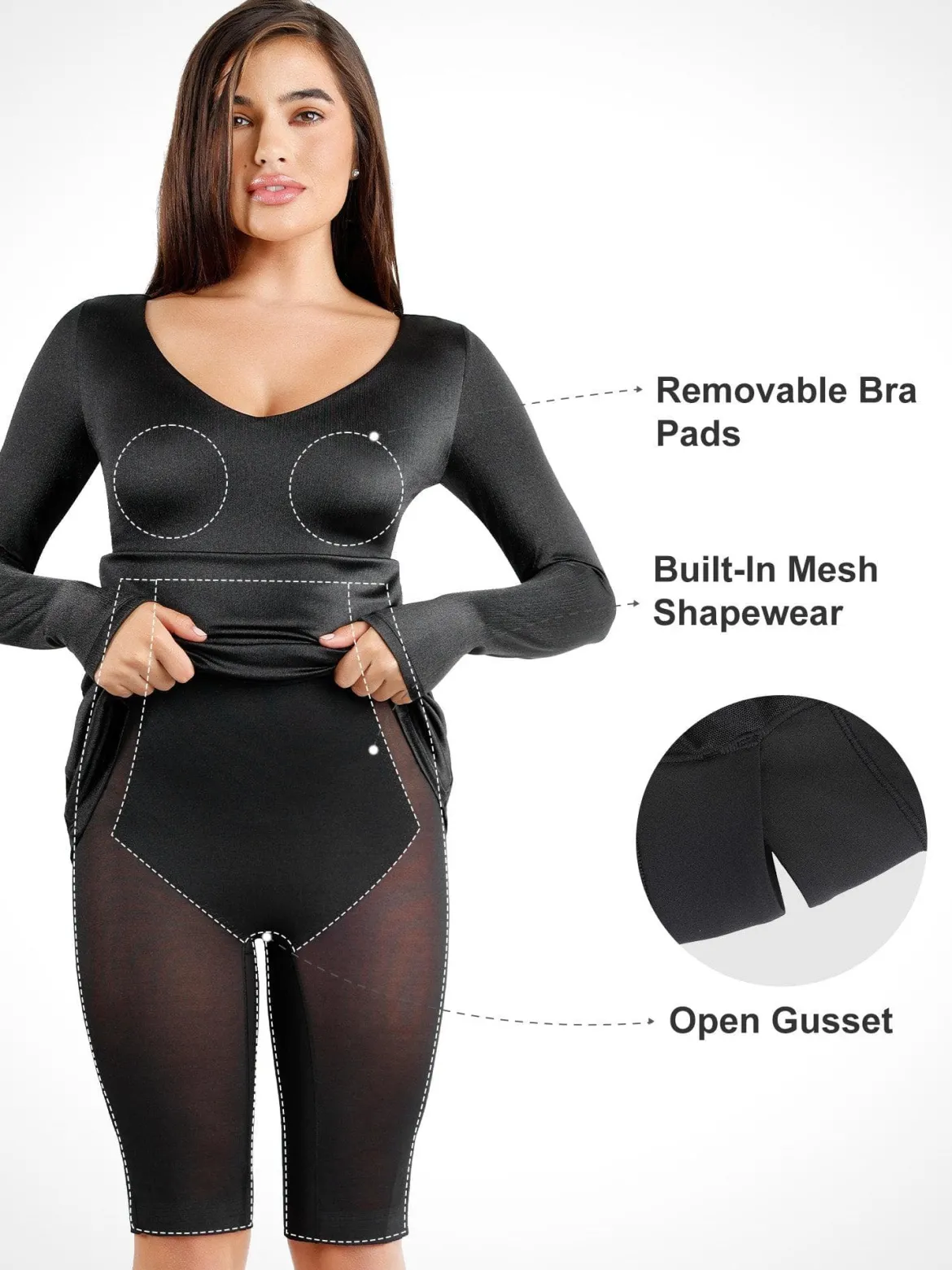 Shapewear Shine Long Sleeve Cut-Out Hourglass Maxi Dress
