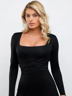 Shapewear Sleeveless Square Neck Houglass A-Line Maxi Dress