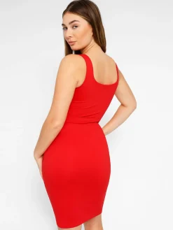 Shapewear Sleeveless Square Neck Sculpting Midi Work Dress