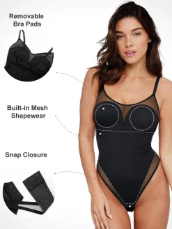 Shapewear Slimming Illusion Mesh Camisole Bodysuit