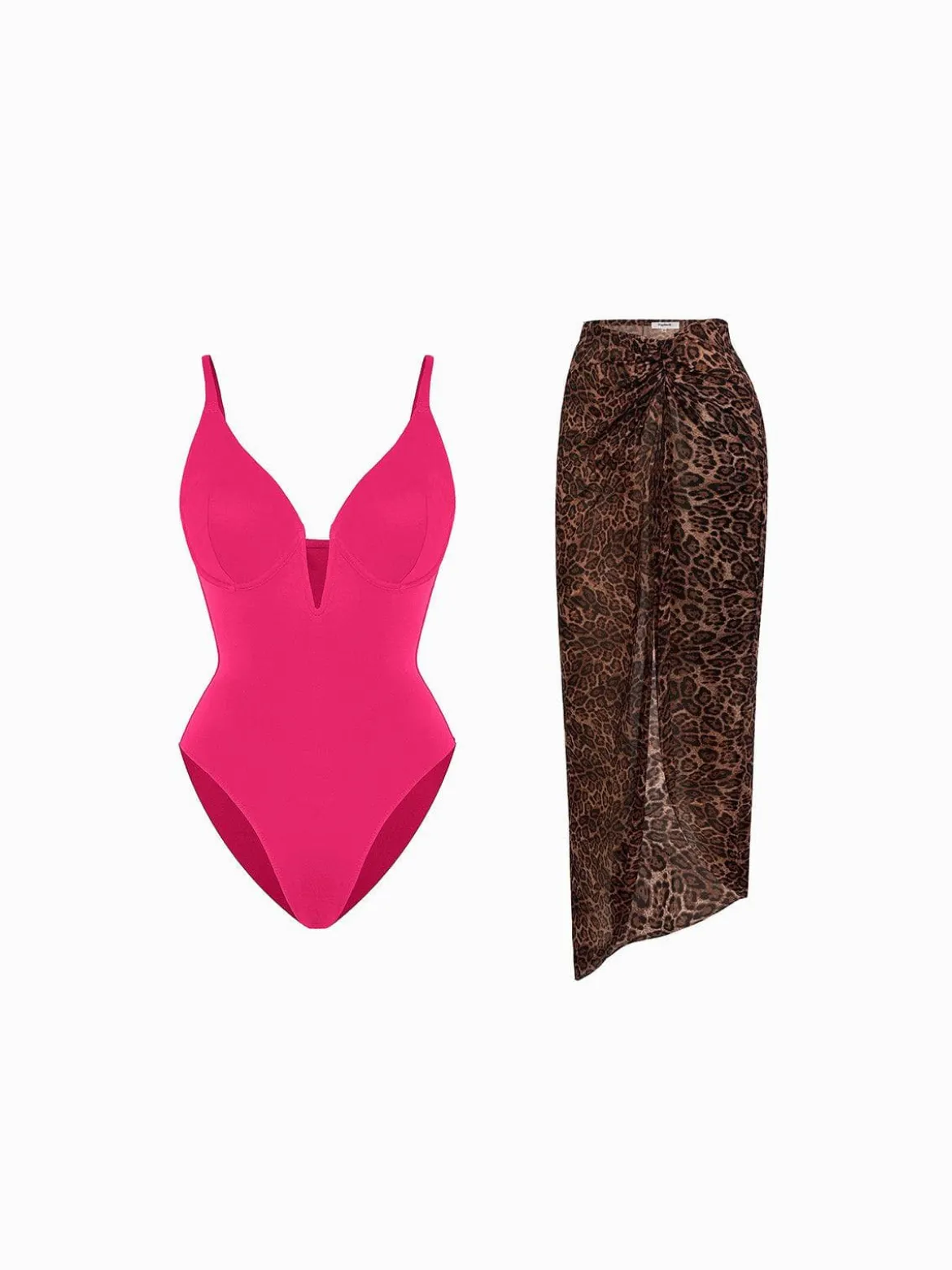 Shapewear Slimming One-Piece Swimsuit Mesh Coverup Set