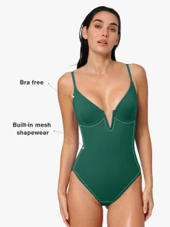 Shapewear Slimming One-Piece Swimsuit Mesh Coverup Set