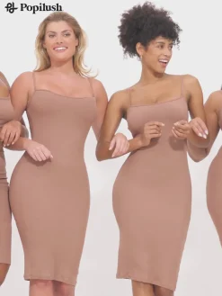 Shapewear Solid Modal Slimming Midi Slip Dress