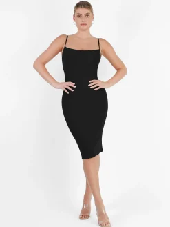Shapewear Solid Modal Slimming Midi Slip Dress