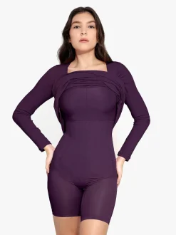 Shapewear Square Neck Long Sleeve Slimming Modal Maxi Dress