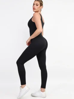Shapewear Square Neck Thigh Slimming Workout Jumpsuit