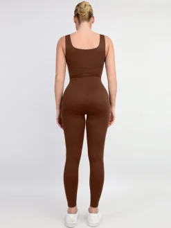 Shapewear Square Neck Thigh Slimming Workout Jumpsuit