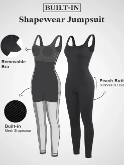 Shapewear Square Neck Thigh Slimming Workout Jumpsuit