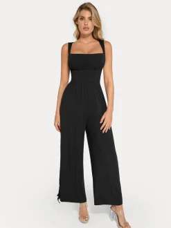 Shapewear Square Neck Tummy Control Wide Leg Jumpsuit