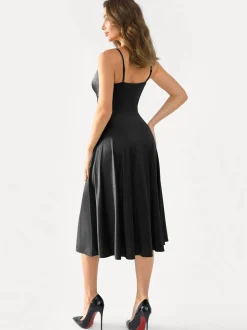 Shapewear Strappy Cowl Neck Fit & Flare Midi Dress