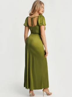 Square Neck Slimming Sculpting Maxi Dress with Sleeves