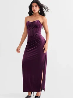 Strapless Velvet Ruched Sculpting Corset Gown